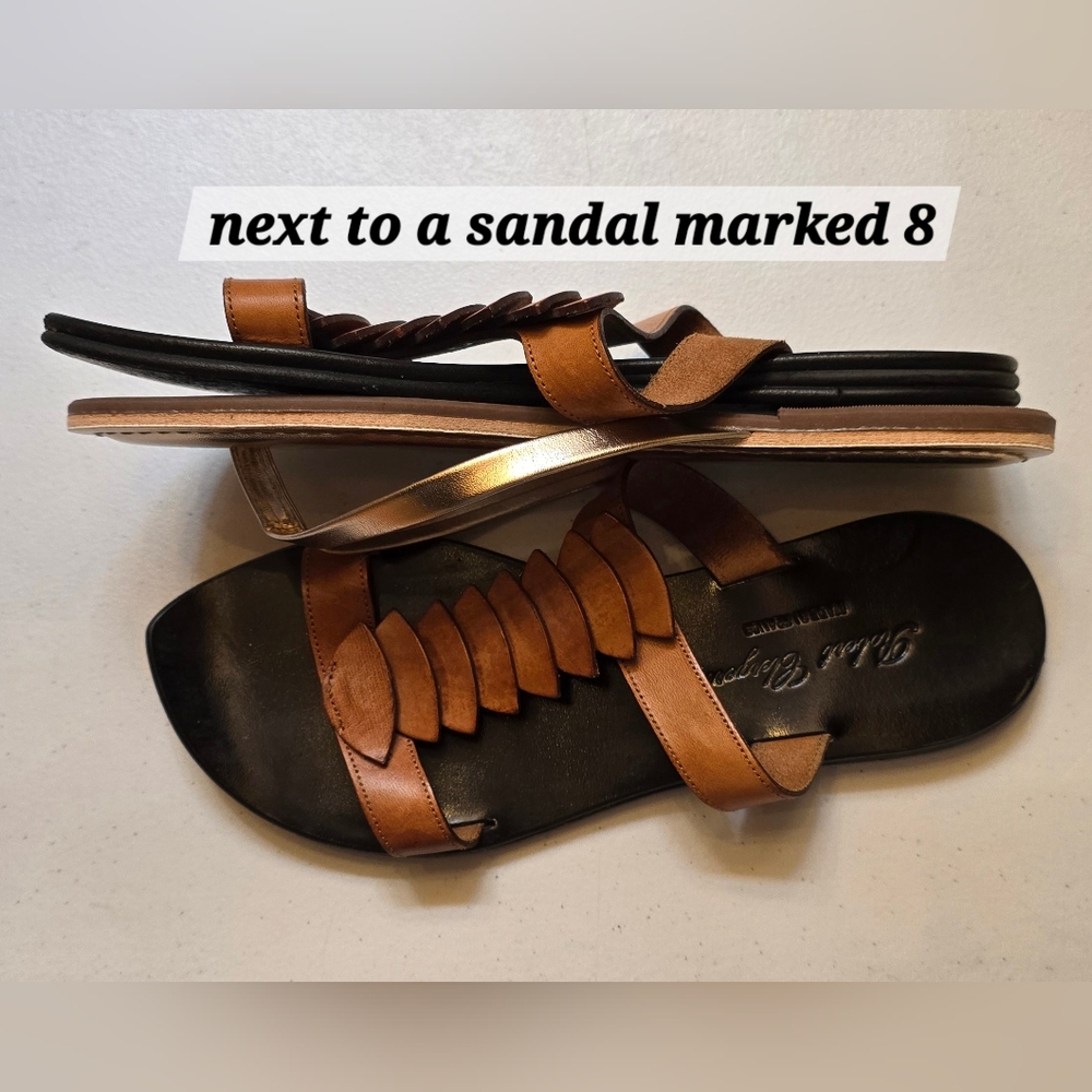 Robert Clergerie Black & Brown Leather Slide Sandals - Picture 5 of 6